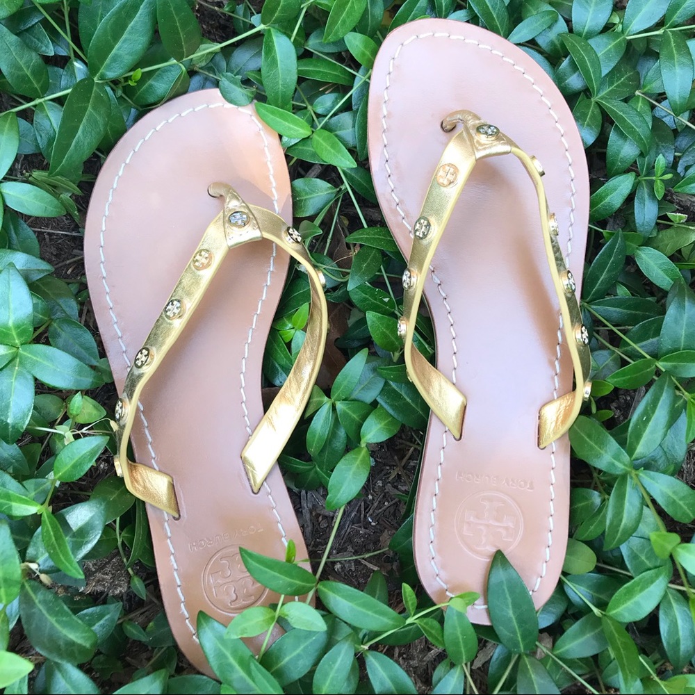 Tory Burch leather flip flops